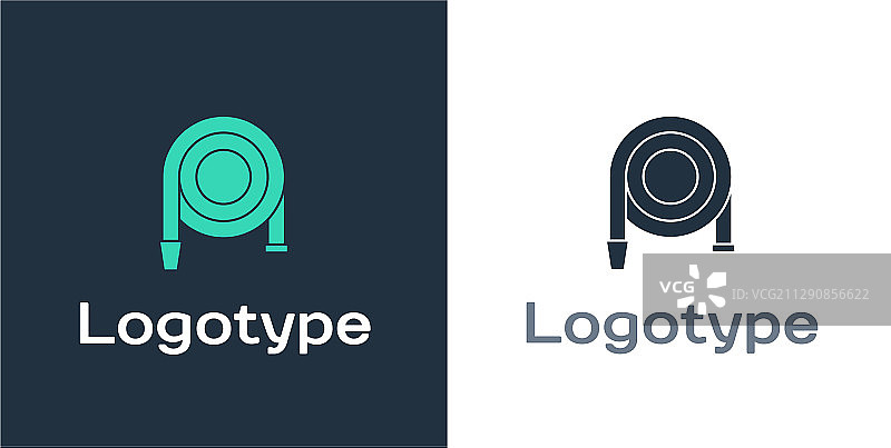 白色背景上的消防水带卷盘标志图片素材