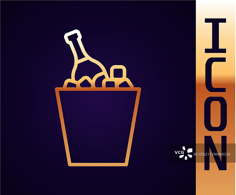 金色线条冰桶香槟酒瓶图片素材