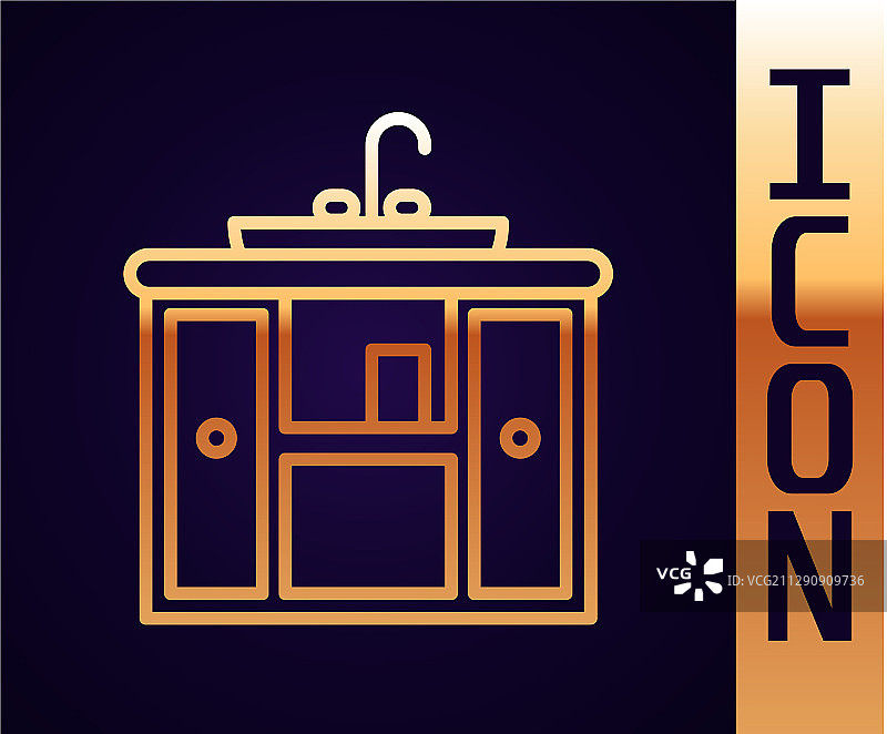 带水龙头的金色洗脸盆柜图标图片素材