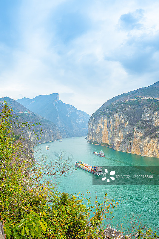 重庆市奉节县三峡夔门的白帝城瞿塘峡风景区风光旅游照片图片素材