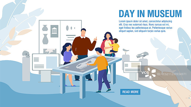 自然历史博物馆扁平风格Web banner图片素材
