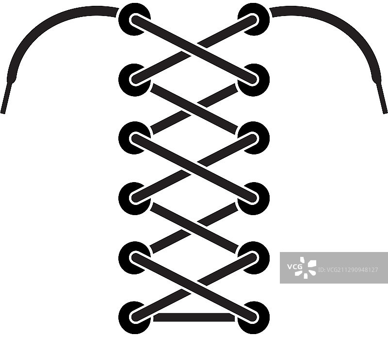 白色背景上的黑色鞋带图标图片素材