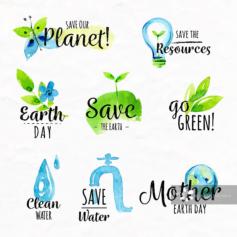 多样环保贴纸套装图片素材