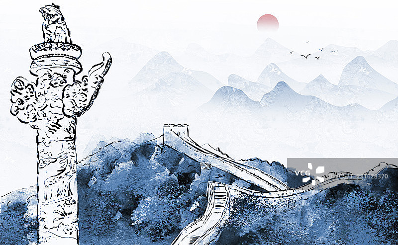 长城华表背景图片素材