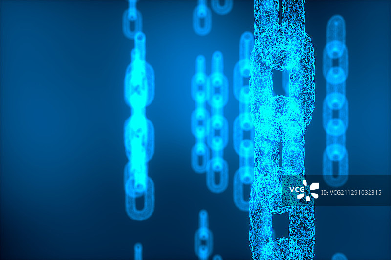区块链科技概念图，三维渲染图形图片素材