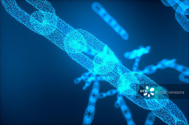 区块链科技概念图，三维渲染图形图片素材