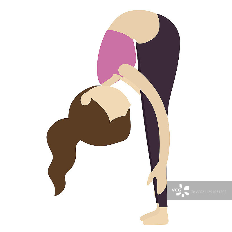 脚踩手掌前弯式瑜珈姿势图片素材