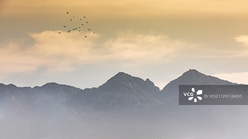 雾锁峄山图片素材