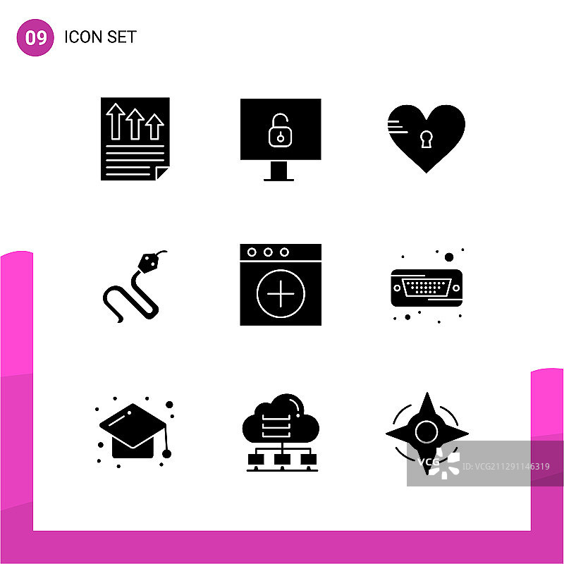 字形图标设置包9固体图标隔离图片素材