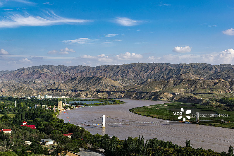 宁夏黄河与贺兰山图片素材