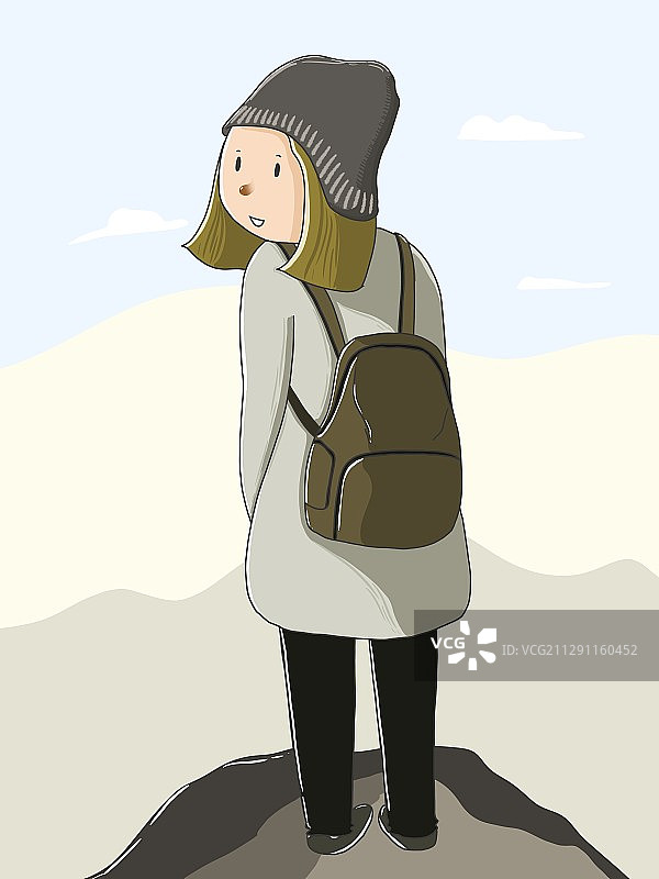 插画：旅行背包女性图片素材