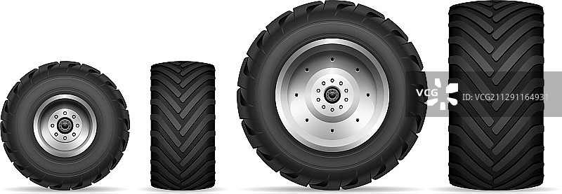 卡车和拖拉机车轮套装图片素材
