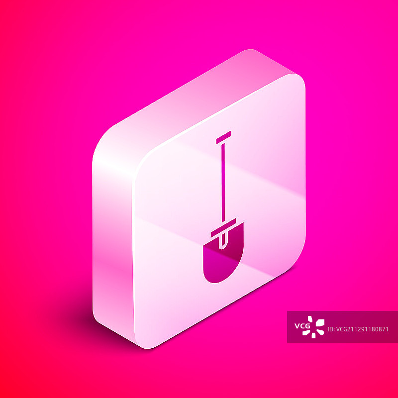 2.5D粉色背景上的铁锹图标图片素材