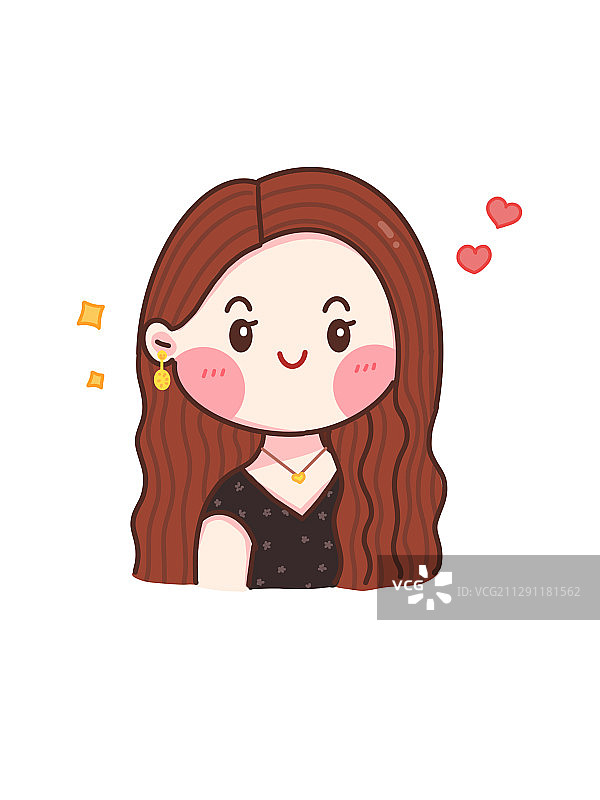 Q版卡通女生头像图片素材