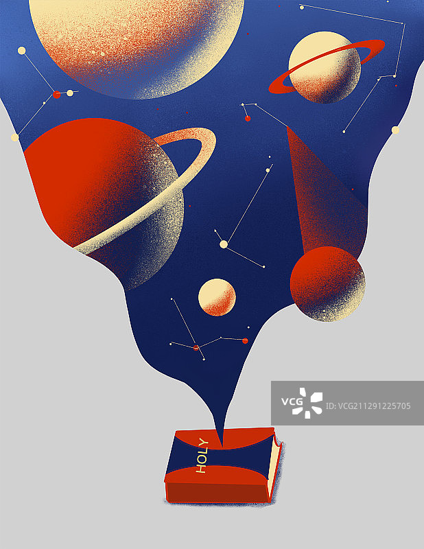 书中迸发出亮光，星球行星环绕星空璀璨图片素材