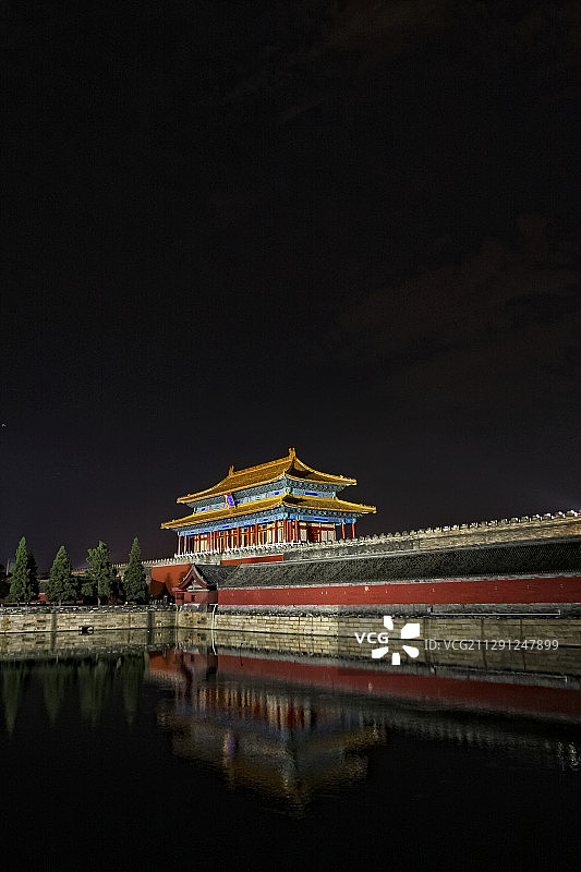 夜色里的故宫神武门图片素材