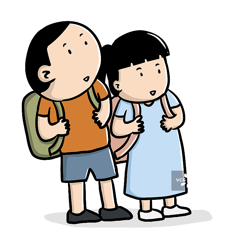 元素：背包的小学生图片素材