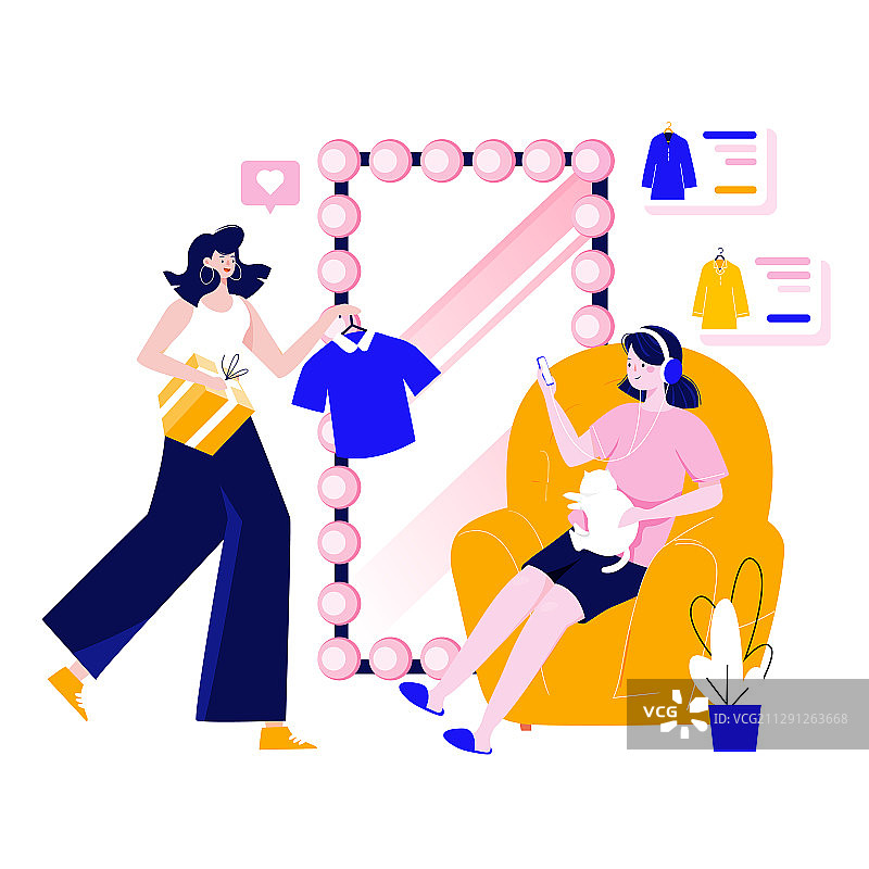 购物电商促销年终大促购物节优惠情侣情人节活动矢量插画图片素材