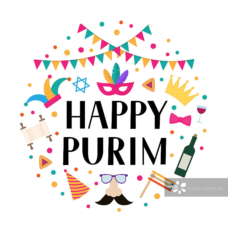 光明节圆形标签与字母道具图片素材