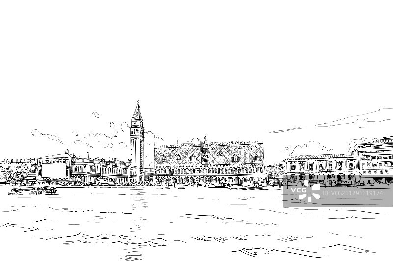 意大利威尼斯总督宫和圣马可广场图片素材