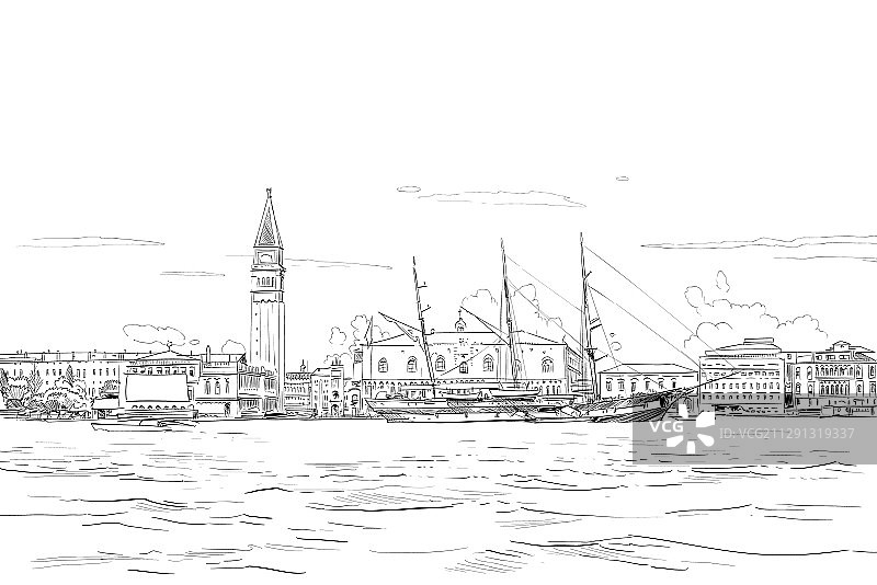 手绘威尼斯总督宫图片素材