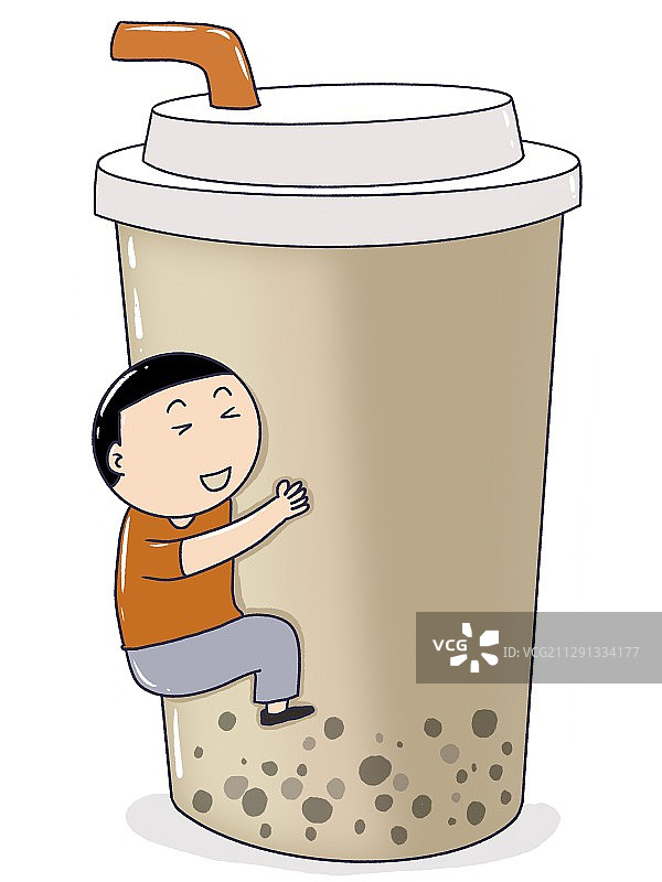 插画：喜爱奶茶图片素材