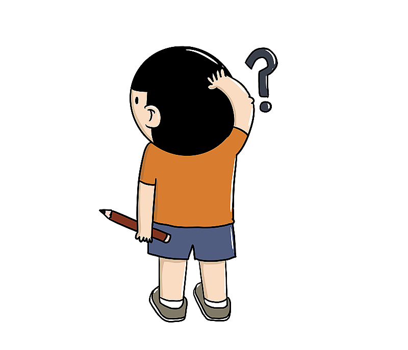 元素：手绘拿铅笔的学生图片素材