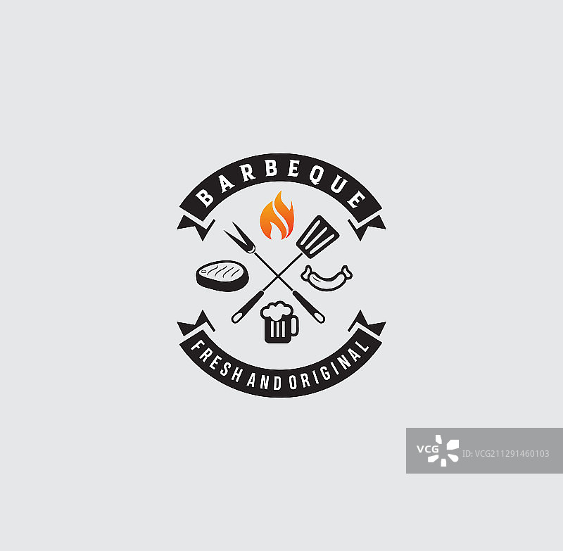 烤架菜单标志复古徽章标签图片素材