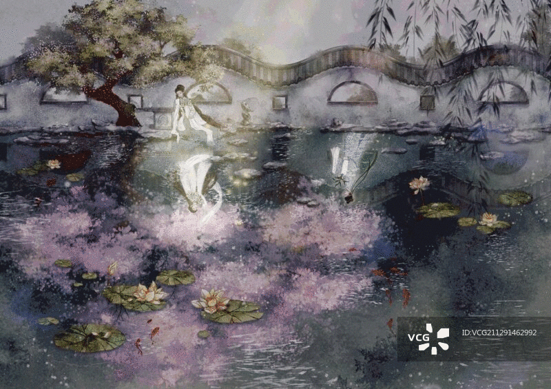 古风庭院美人图片素材