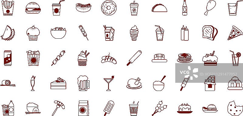 食物线性风格图标设计图片素材