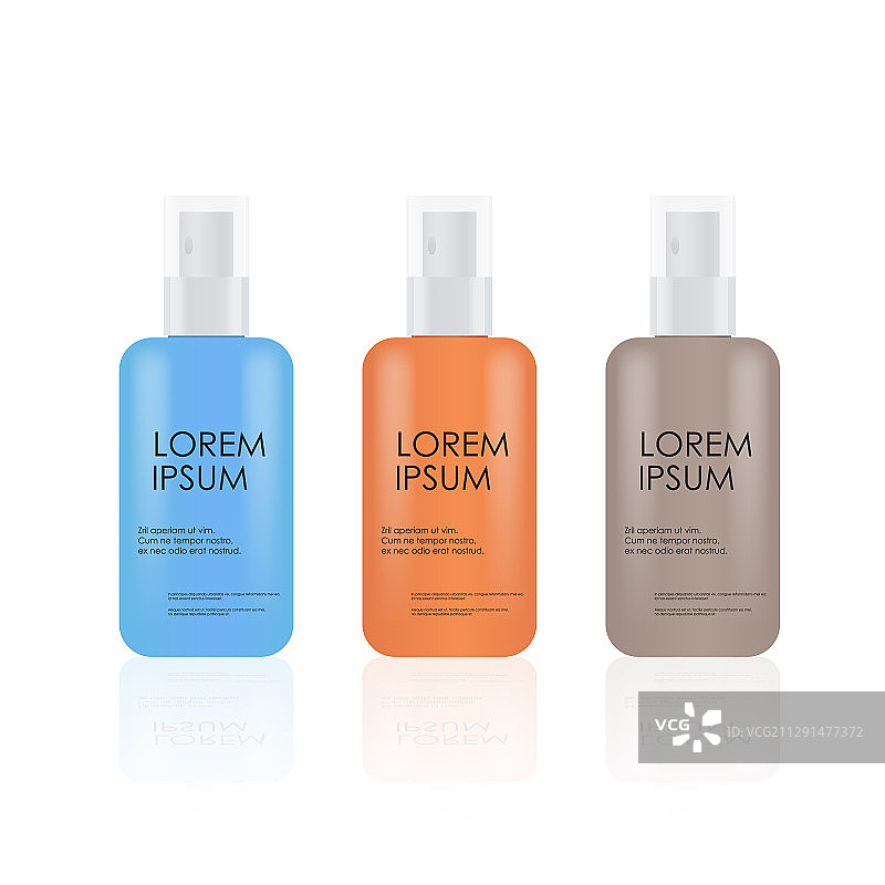 用于化妆品的彩色塑料喷雾瓶套装图片素材