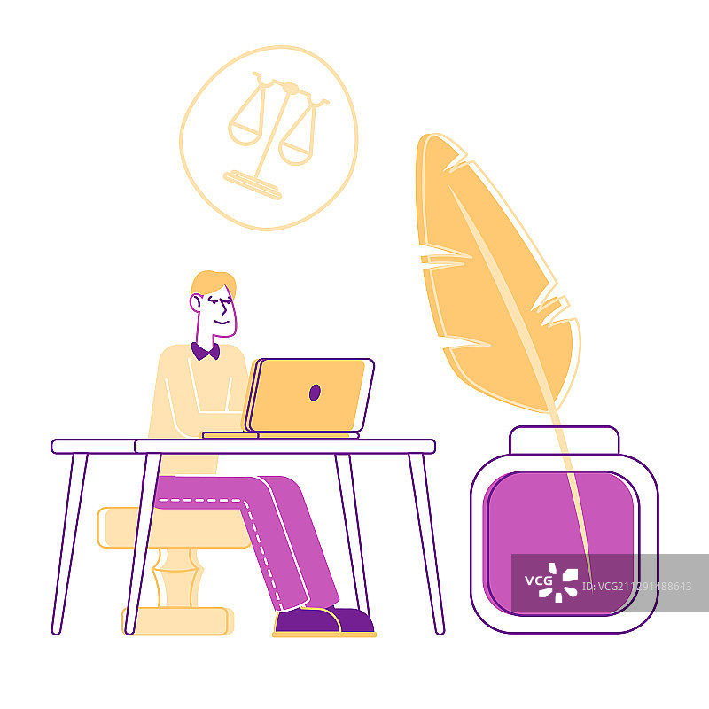 坐在办公桌旁的年轻律师图片素材