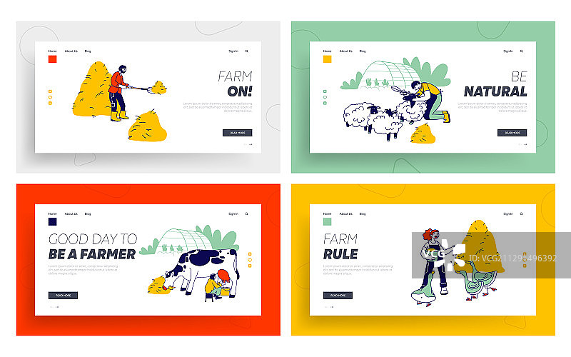 人们从事农业工作网站着陆页图片素材