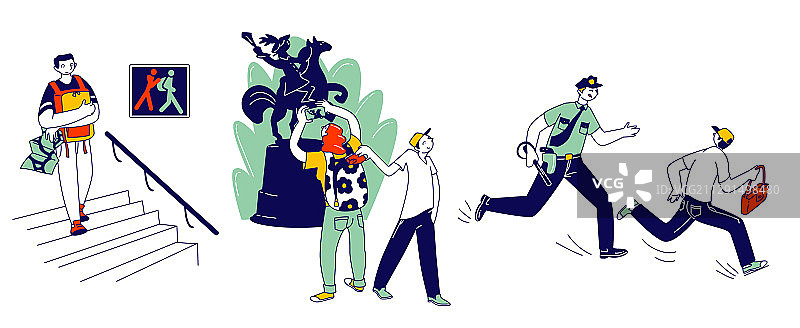 警察逮捕盗窃游客的男子图片素材