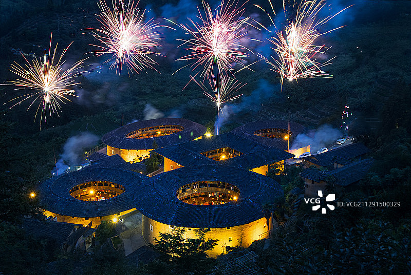 土楼夜色图片素材