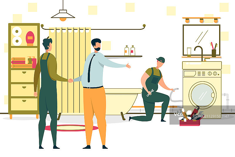 水管工上门安装洗衣机图片素材