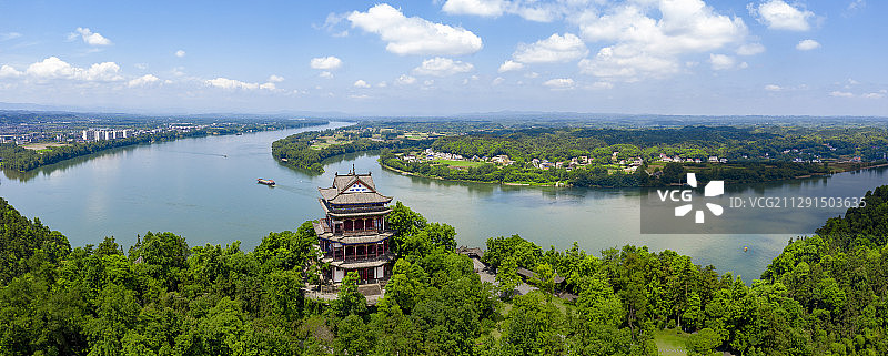 航拍桃花源图片素材