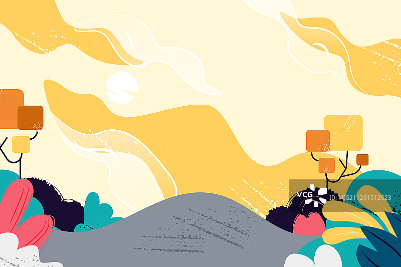 卡通秋季立秋踏秋出游旅游旅行风景矢量插画图片素材