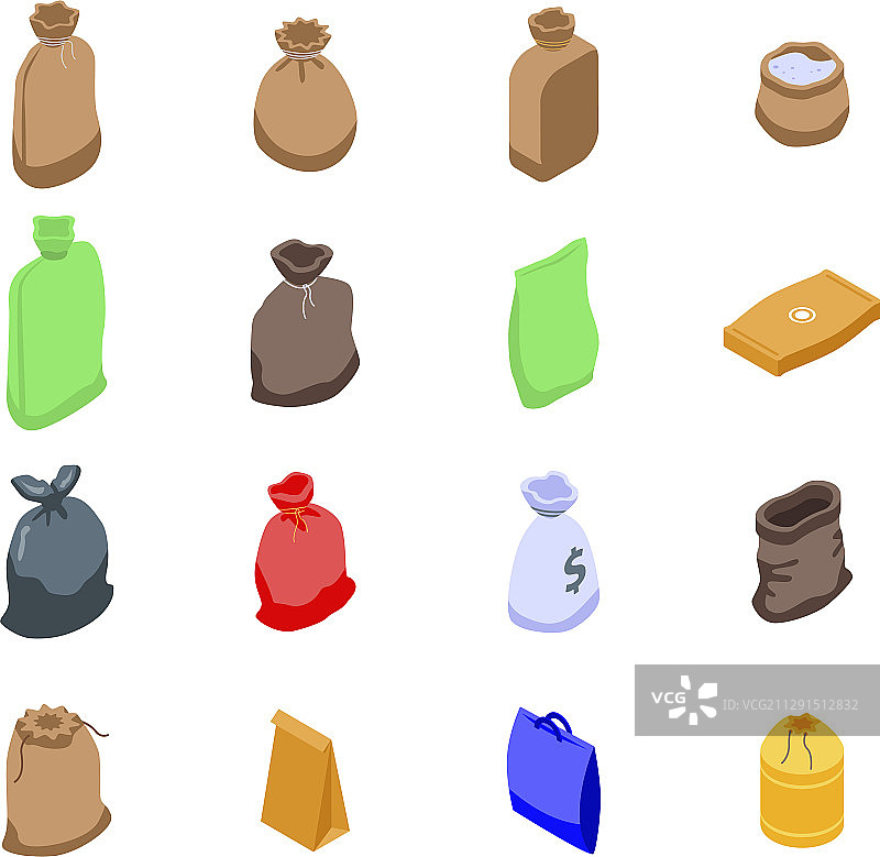 麻袋图标集2.5D风格图片素材