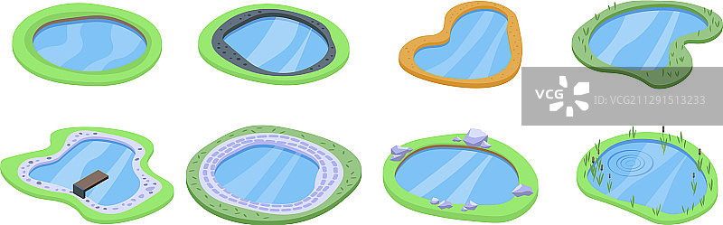 湖泊图标2.5D风格图片素材