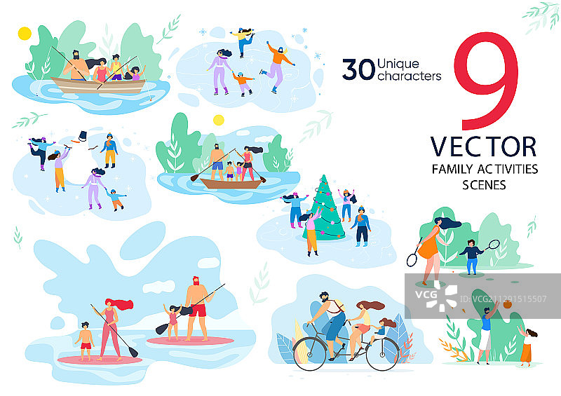 家庭夏季冬季休闲概念合集图片素材