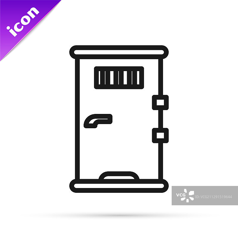 黑色线条监狱牢房门格栅窗户图标图片素材