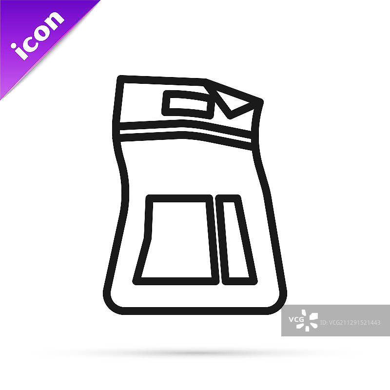 白色背景上的黑色线条水泥袋图标图片素材