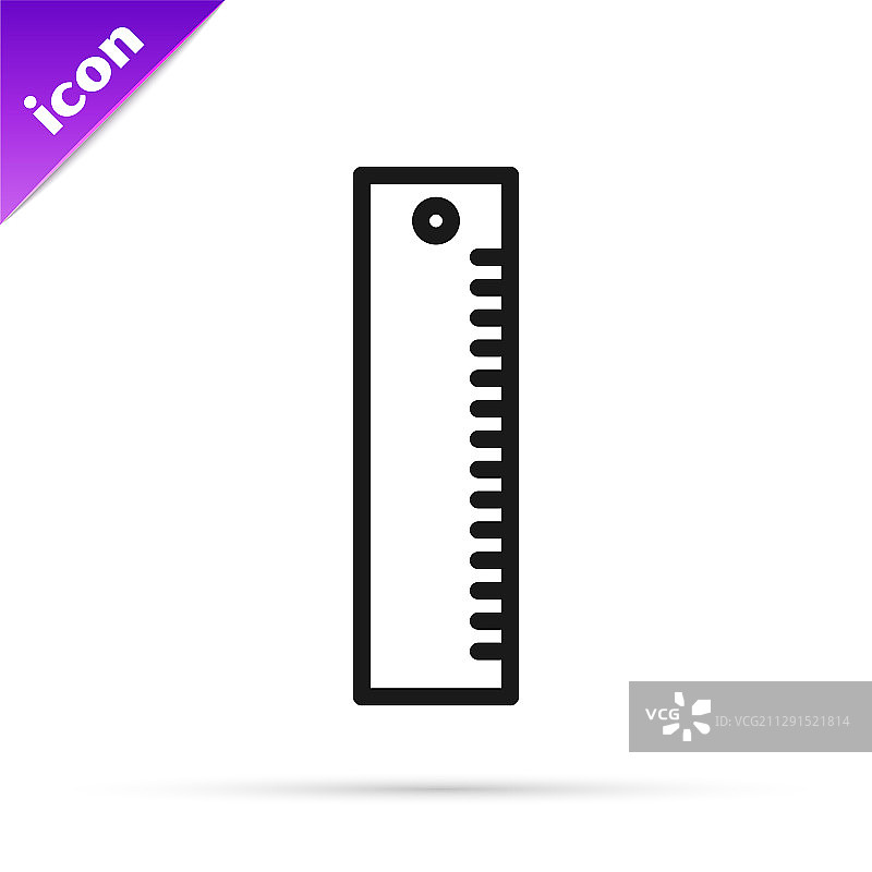 白色背景上的黑色线条尺子图标图片素材