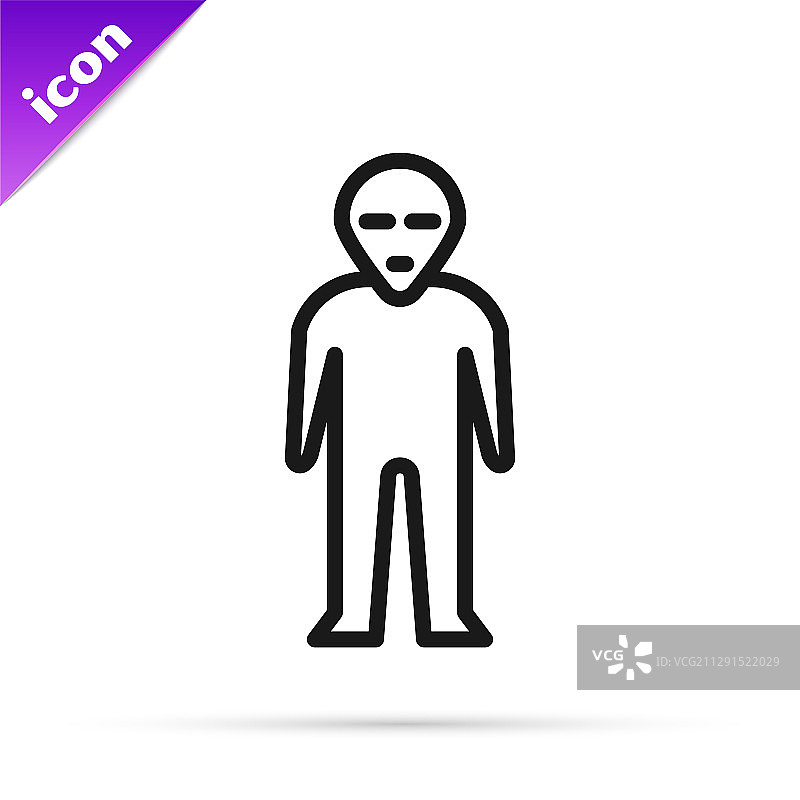 白色背景上的黑色线条外星人图标图片素材