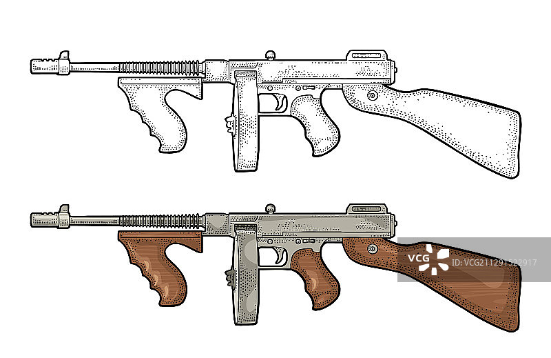 手持汤米枪的黑帮分子雕刻图片素材