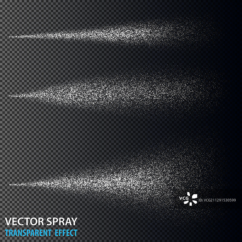 带灰尘的透明喷雾化妆品套装图片素材