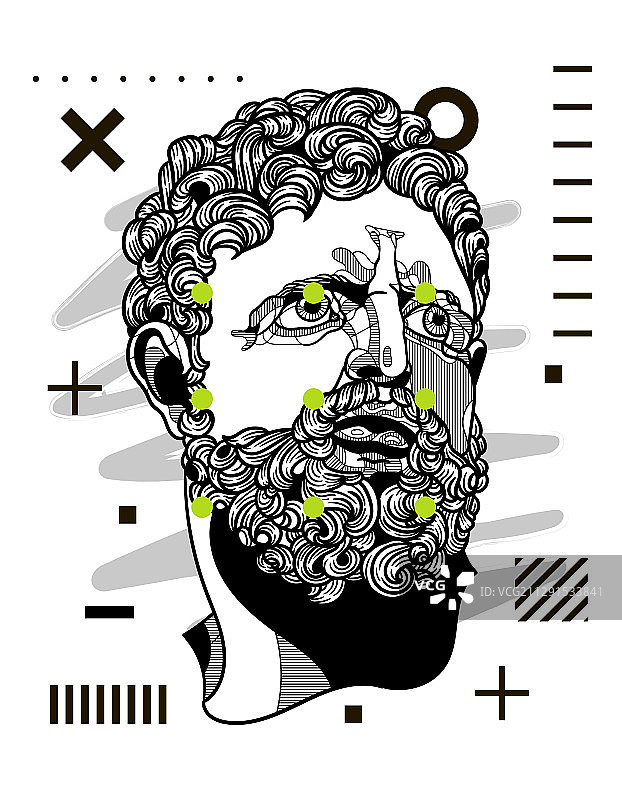 现代几何大力士肖像雕塑图片素材