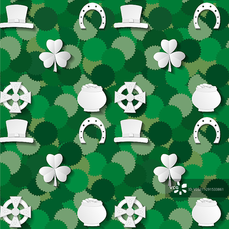 圣帕特里克节符号无缝图案图片素材