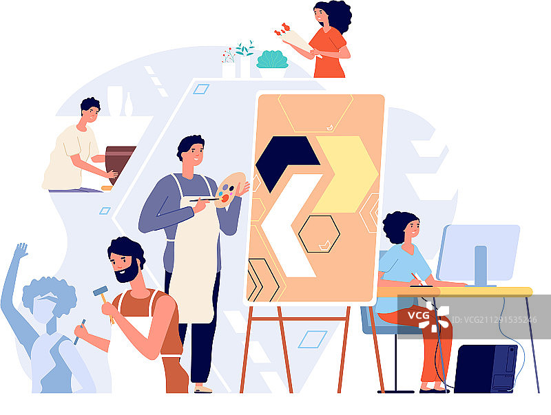 雕塑家和艺术家的创意艺术图片素材